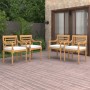 Batavia chairs with cushions 4 units solid teak wood by vidaXL, Garden chairs - Ref: Foro24-3087054, Price: 525,93 €, Discoun...