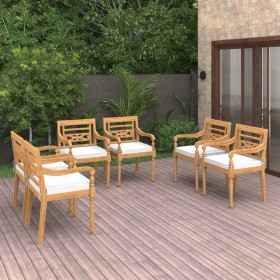 Batavia chairs 6 units solid teak wood with cushions by vidaXL, Garden chairs - Ref: Foro24-3087055, Price: 787,64 €, Discoun...