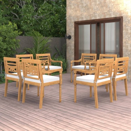 Batavia chairs with cushions 8 units solid teak wood by vidaXL, Garden chairs - Ref: Foro24-3087056, Price: 1,00 €, Discount: %