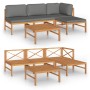 5-piece teak wood garden furniture set with gray cushions by vidaXL, Garden sets - Ref: Foro24-3087197, Price: 505,99 €, Disc...