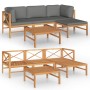 Gartenmöbel-Set 5-teilig aus Teakholz und grauen Kissen von vidaXL, Gartensets - Ref: Foro24-3087199, Preis: 513,33 €, Rabatt: %