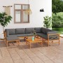 Garden furniture set 8 pieces teak wood and gray cushions by vidaXL, Garden sets - Ref: Foro24-3087225, Price: 909,02 €, Disc...