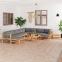 Garden furniture set 12 pieces teak wood and gray cushions by vidaXL, Garden sets - Ref: Foro24-3087233, Price: 1,00 €, Disco...