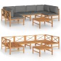 7 Stück Teakholz Gartenmöbel Set und graue Kissen von vidaXL, Gartensets - Ref: Foro24-3087239, Preis: 840,99 €, Rabatt: %