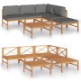 Garden furniture set 6 pieces teak wood and gray cushions by vidaXL, Garden sets - Ref: Foro24-3087241, Price: 627,93 €, Disc...