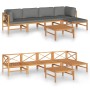 Set de muebles de jardín 6 pzas madera de teca y cojines gris de vidaXL, Conjuntos de jardín - Ref: Foro24-3087243, Precio: 6...