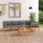 Set mit 6 Gartenmöbeln aus Teakholz und Kissen grau von vidaXL, Gartensets - Ref: Foro24-3087245, Preis: 758,03 €, Rabatt: %