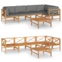 Set de muebles de jardín 6 pzas madera de teca y cojines gris de vidaXL, Conjuntos de jardín - Ref: Foro24-3087245, Precio: 7...