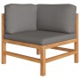 Set de muebles de jardín 6 pzas madera de teca y cojines gris de vidaXL, Conjuntos de jardín - Ref: Foro24-3087245, Precio: 7...