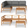 5-piece teak wood garden furniture set with gray cushions by vidaXL, Garden sets - Ref: Foro24-3087247, Price: 541,96 €, Disc...