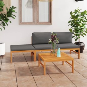 Garden furniture set 4 pieces teak wood and gray cushions by vidaXL, Garden sets - Ref: Foro24-3087249, Price: 316,99 €, Disc...