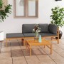 4-piece garden furniture set made of teak wood with grey cushions by vidaXL, Garden sets - Ref: Foro24-3087251, Price: 341,43...