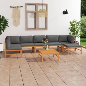 Gartenmöbel-Set 8-teilig aus Teakholz und grauen Kissen von vidaXL, Gartensets - Ref: Foro24-3087255, Preis: 886,58 €, Rabatt: %