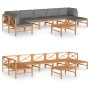 Garden furniture set 8 pieces teak wood and gray cushions by vidaXL, Garden sets - Ref: Foro24-3087255, Price: 886,58 €, Disc...