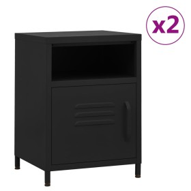 Bedside tables 2 units black steel 35x35x51 cm by vidaXL, Nightstands - Ref: Foro24-3095221, Price: 177,81 €, Discount: %