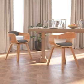 Silla de comedor 2 uds madera curvada y tela gris claro de vidaXL, Sillas de comedor - Ref: Foro24-3092381, Precio: 299,00 €,...