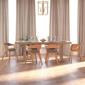 Dining chair 6 pcs curved wood and light gray fabric by vidaXL, dining chairs - Ref: Foro24-3092393, Price: 874,99 €, Discoun...