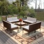 Set muebles de jardín 9 piezas y cojines ratán sintético marrón de vidaXL, Conjuntos de jardín - Ref: Foro24-3094315, Precio:...