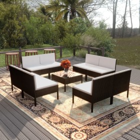 Garden furniture set 9 pieces black synthetic rattan cushions by vidaXL, Garden sets - Ref: Foro24-3094316, Price: 573,99 €, ...