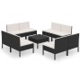 Set de muebles de jardín 9 pzas cojines ratán sintético negro de vidaXL, Conjuntos de jardín - Ref: Foro24-3094316, Precio: 5...