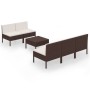 Set muebles de jardín 6 pzas y cojines ratán sintético marrón de vidaXL, Conjuntos de jardín - Ref: Foro24-3094319, Precio: 3...