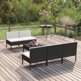 Garden furniture set 6 pieces and black synthetic rattan cushions by vidaXL, Garden sets - Ref: Foro24-3094320, Price: 360,99...