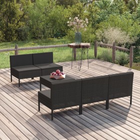 6-teiliges Gartenmöbel-Set und schwarze Kissen aus synthetischem Rattan von vidaXL, Gartensets - Ref: Foro24-3094321, Preis: ...