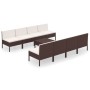 Set muebles de jardín 9 piezas y cojines ratán sintético marrón de vidaXL, Conjuntos de jardín - Ref: Foro24-3094331, Precio:...