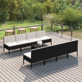 Gartenmöbel-Set 9-teilig, schwarze Kissen aus synthetischem Rattan von vidaXL, Gartensets - Ref: Foro24-3094332, Preis: 573,9...