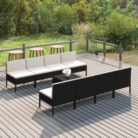 Garden furniture set 9 pieces black synthetic rattan cushions by vidaXL, Garden sets - Ref: Foro24-3094332, Price: 573,99 €, ...