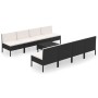 Set de muebles de jardín 9 pzas cojines ratán sintético negro de vidaXL, Conjuntos de jardín - Ref: Foro24-3094332, Precio: 5...