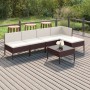 6-teiliges Gartenmöbel-Set und braune synthetische Rattankissen von vidaXL, Gartensets - Ref: Foro24-3094371, Preis: 318,87 €...