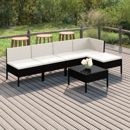 6-piece garden furniture set and black synthetic rattan cushions by vidaXL, Garden sets - Ref: Foro24-3094372, Price: 354,84 ...