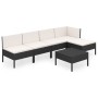 Set de muebles de jardín 6 pzas y cojines ratán sintético negro de vidaXL, Conjuntos de jardín - Ref: Foro24-3094372, Precio:...