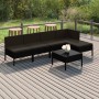 Set de muebles de jardín 6 pzas y cojines ratán sintético negro de vidaXL, Conjuntos de jardín - Ref: Foro24-3094373, Precio:...