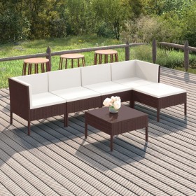 Garden furniture set 6 pieces with brown synthetic rattan cushions by vidaXL, Garden sets - Ref: Foro24-3094383, Price: 456,9...