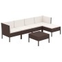 Set muebles de jardín 6 pzas y cojines ratán sintético marrón de vidaXL, Conjuntos de jardín - Ref: Foro24-3094383, Precio: 4...