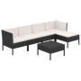 Set de muebles de jardín 6 pzas y cojines ratán sintético negro de vidaXL, Conjuntos de jardín - Ref: Foro24-3094384, Precio:...