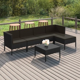 6-teiliges Gartenmöbel-Set und schwarze Kissen aus synthetischem Rattan von vidaXL, Gartensets - Ref: Foro24-3094385, Preis: ...