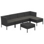 Set de muebles de jardín 6 pzas y cojines ratán sintético negro de vidaXL, Conjuntos de jardín - Ref: Foro24-3094385, Precio:...