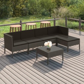 6-teiliges Gartenmöbel-Set und graue synthetische Rattankissen von vidaXL, Gartensets - Ref: Foro24-3094386, Preis: 481,99 €,...