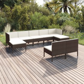 9-teiliges Gartenmöbel-Set und braune synthetische Rattankissen von vidaXL, Gartensets - Ref: Foro24-3094547, Preis: 769,99 €...