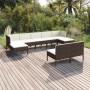 Set muebles de jardín 9 pzas y cojines ratán sintético marrón de vidaXL, Conjuntos de jardín - Ref: Foro24-3094547, Precio: 9...