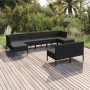 9-teiliges Gartenmöbel-Set und Kissen aus synthetischem Rattan schwarz von vidaXL, Gartensets - Ref: Foro24-3094549, Preis: 7...