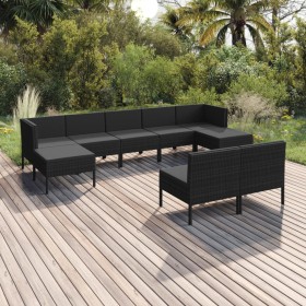 Garden furniture set 9 pieces and black synthetic rattan cushions by vidaXL, Garden sets - Ref: Foro24-3094549, Price: 723,02...