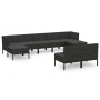 Set de muebles de jardín 9 pzas y cojines ratán sintético negro de vidaXL, Conjuntos de jardín - Ref: Foro24-3094549, Precio:...