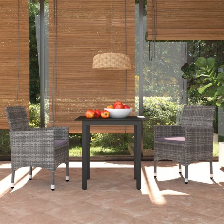 Juego muebles jardín 3 pzas con cojines ratán sintético gris de vidaXL, Conjuntos de jardín - Ref: Foro24-3094979, Precio: 26...