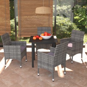 5-piece garden furniture set with gray synthetic rattan cushions by vidaXL, Garden sets - Ref: Foro24-3094980, Price: 398,61 ...