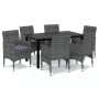 Garden dining set 7 pieces and gray synthetic rattan cushions by vidaXL, Garden sets - Ref: Foro24-3094982, Price: 564,66 €, ...