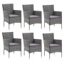 Garden dining set 7 pieces and gray synthetic rattan cushions by vidaXL, Garden sets - Ref: Foro24-3094982, Price: 564,66 €, ...